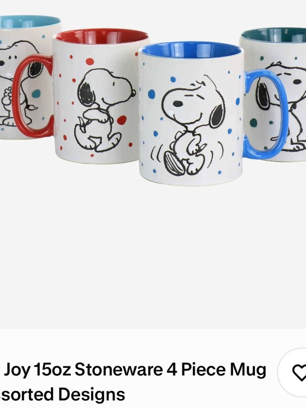 Stoneware Snoopy Mug - Blue Interior - 15oz